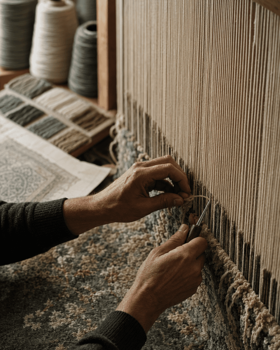 Rug Production in the custom rug process